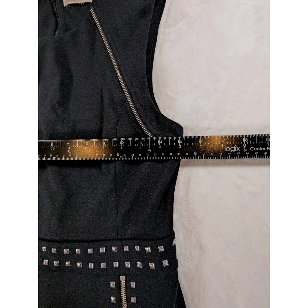 MICHAEL KORS Black PONTE Studded ZIPPER DETAIL Club FIT FLARE Dress Size 8 / 10 - Picture 11 of 12